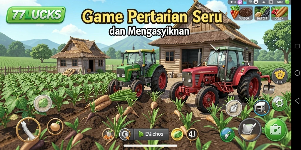 Tangkapan layar menunjukkan gameplay seru 77LUCKS bertani.