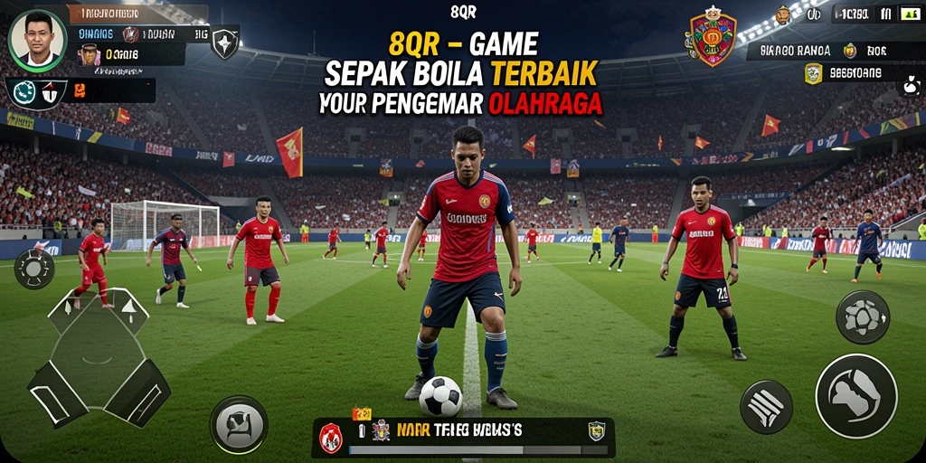Tampilan gameplay 8QR yang intens dalam aksi sepak bola.