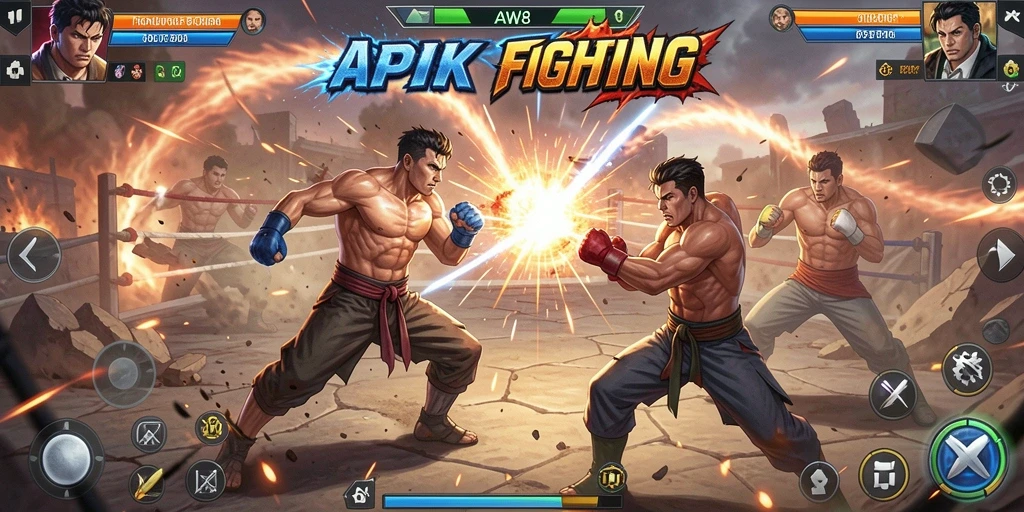 Screenshot dari gameplay AW8 yang memperlihatkan aksi pertarungan seru.