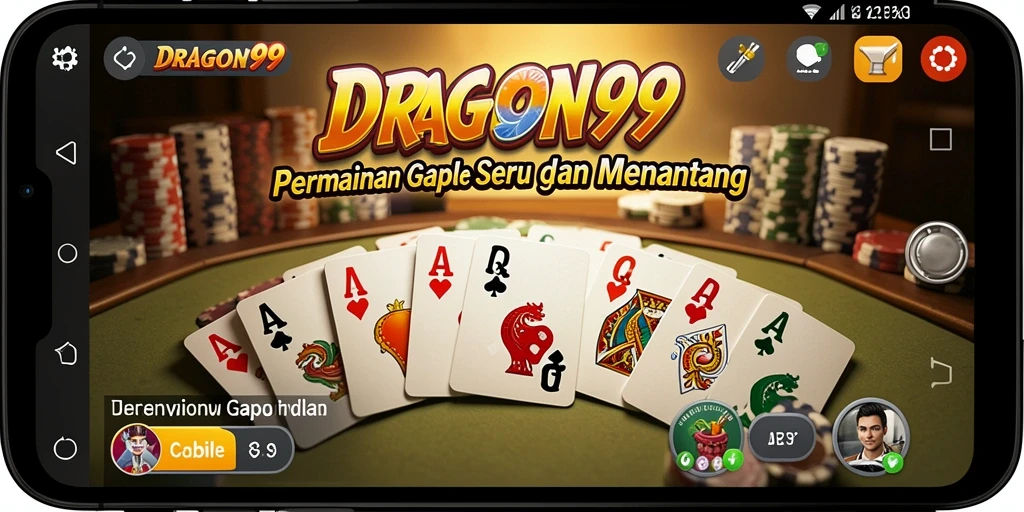 Tampilan gameplay menegangkan dalam permainan Gaple DRAGON99.
