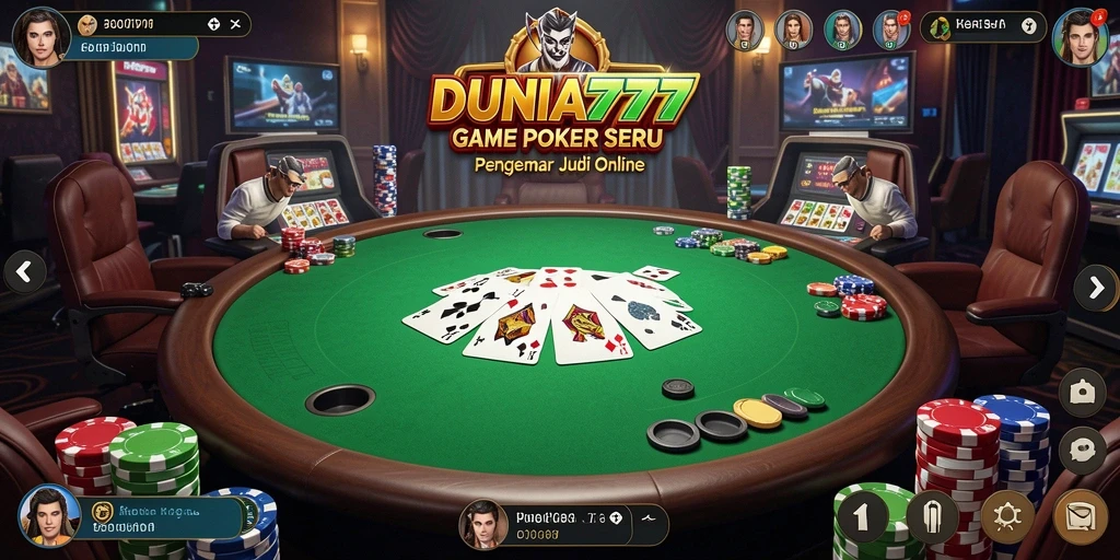 Tampilan gameplay seru di DUNIA777 dengan pemain Poker berpengalaman.