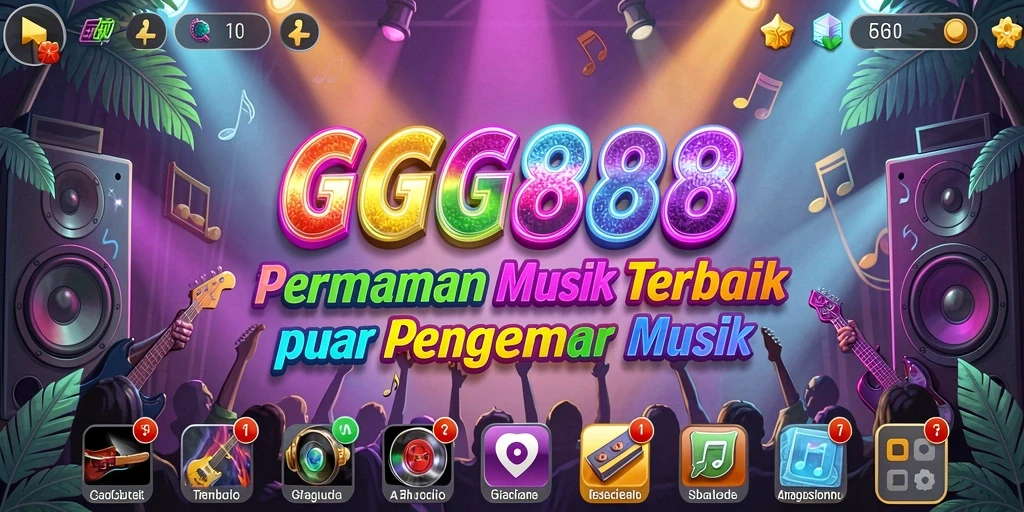 Tampilan gameplay GGG888 dengan berbagai lagu yang menarik.