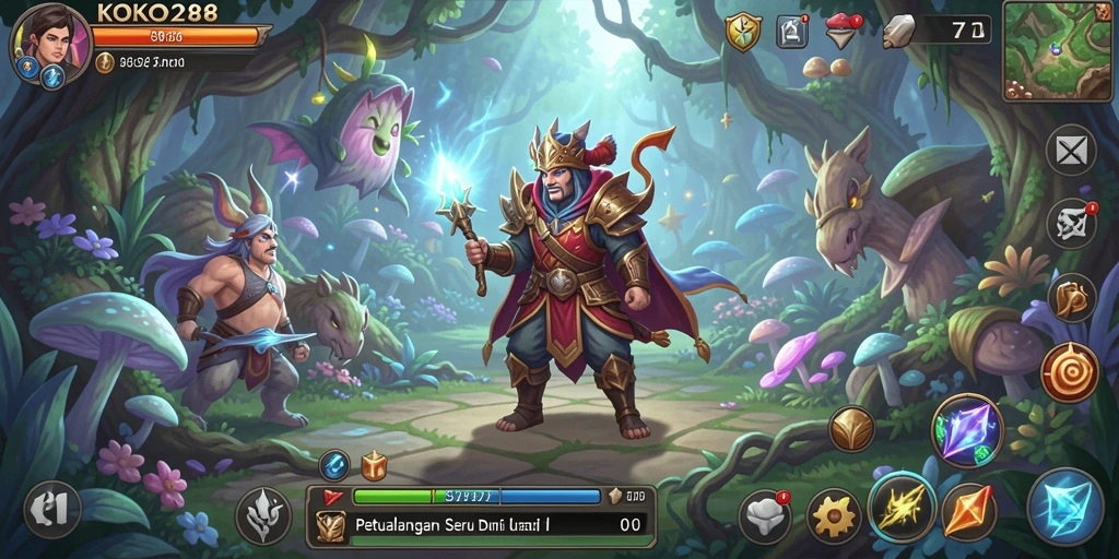 Screenshot gameplay KOKO288 menampilkan petualangan seru dan pemandangan menakjubkan.