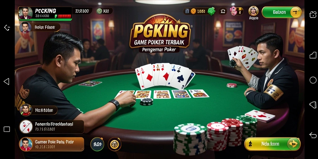 Tangkapan layar dari PGKING menampilkan gameplay Poker yang mendebarkan dan menarik.