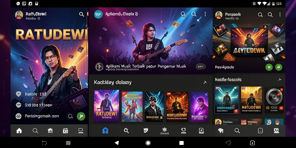 Screenshot gameplay menunjukkan pengguna berinteraksi dengan lagu di RATUDEWI.