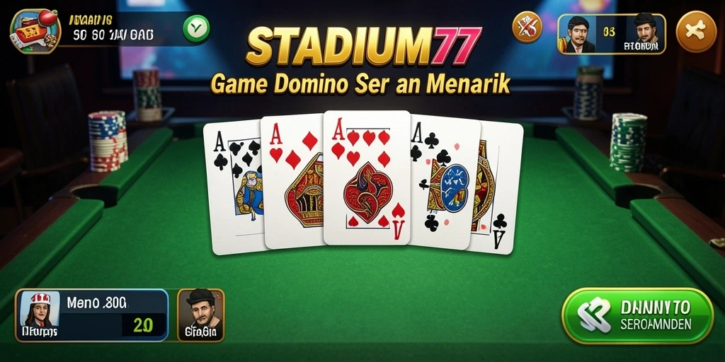 Screenshot gameplay STADIUM77 yang menampilkan aksi seru bermain Domino.