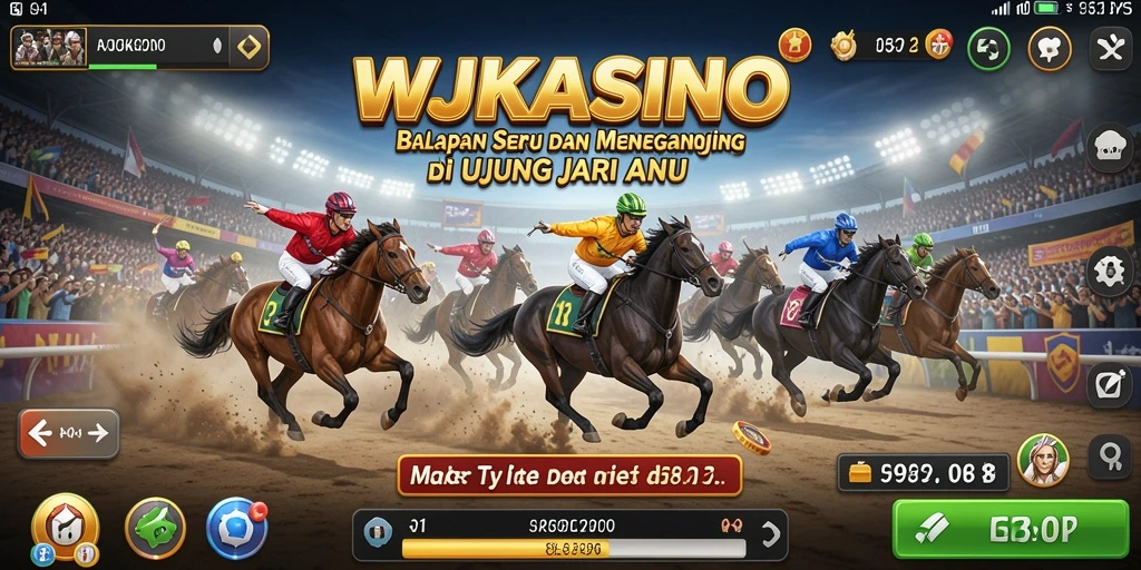 Tampilan gameplay balapan mendebarkan di WJKASINO dengan mobil yang melaju kencang.